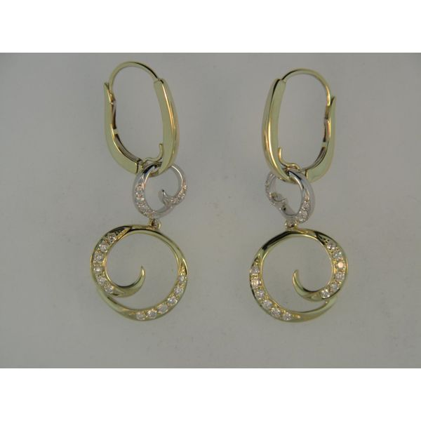 Lady's 14K Two Tone Yellow & White Gold Scroll Earrings w/38 Diamonds Orin Jewelers Northville, MI