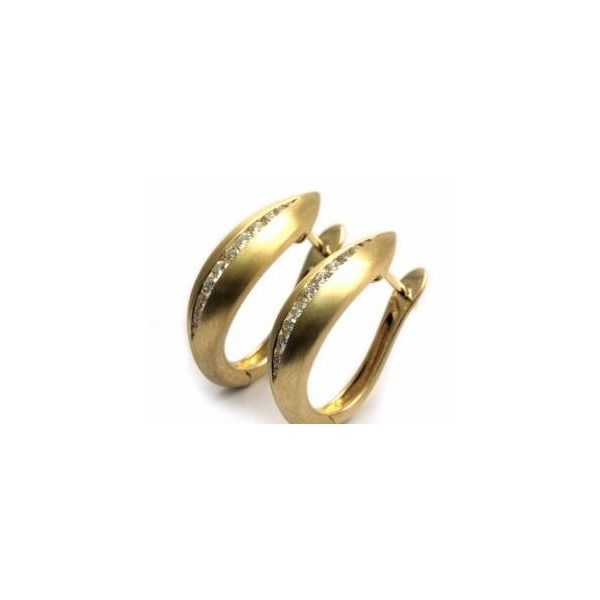 Lady's Yellow Gold 14 Karat Hoop Earrings With 22 Diamonds Orin Jewelers Northville, MI