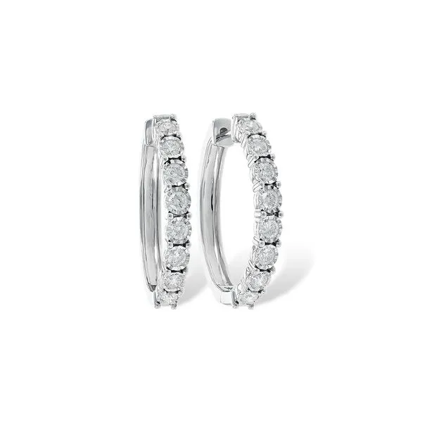 14k White Gold Hoop Earrings With 16 Diamonds Orin Jewelers Northville, MI