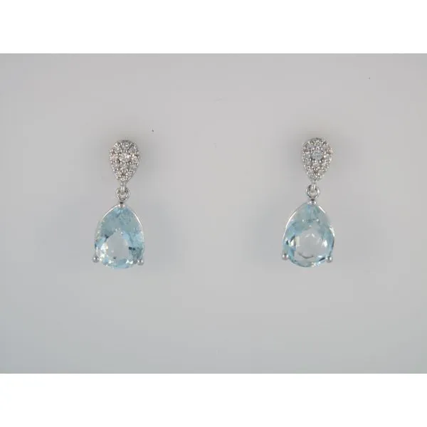 14k White Gold Earrings With Aquamarines & Diamonds Orin Jewelers Northville, MI