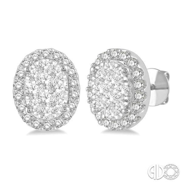 14k White Gold Oval Earrings With 56 Diamonds Orin Jewelers Northville, MI