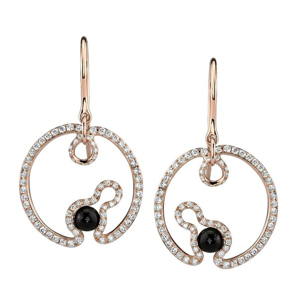 18k Rosé Gold Earrings With 152 Diamonds & 2 Black Onyx Orin Jewelers Northville, MI