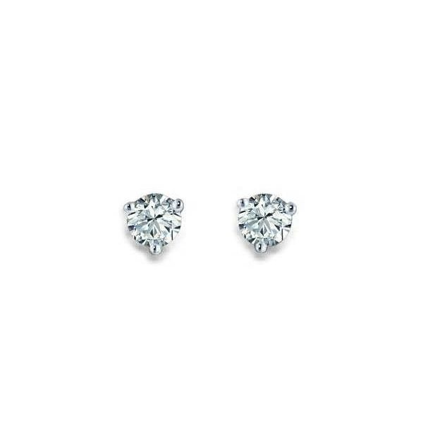 Lady's 18K White Gold Stud Earrings W/2 Diamonds Orin Jewelers Northville, MI