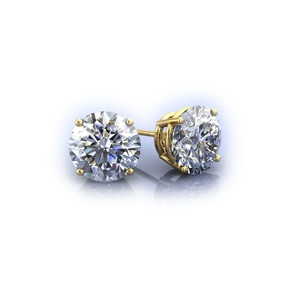 Lady's 14K Yellow Gold Stud Earrings W/2 Diamonds Orin Jewelers Northville, MI