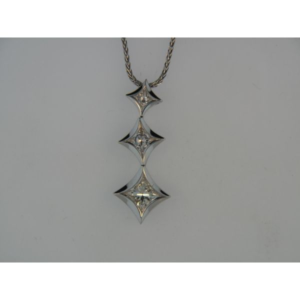 Lady's 18K White Gold Dangle Pendant w/3 Diamonds Orin Jewelers Northville, MI