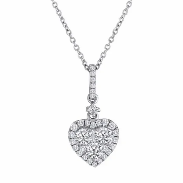 Lady's 18K White Gold Heart-Shaped Pendant W/33 Diamonds Orin Jewelers Northville, MI