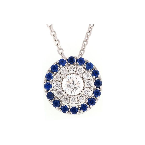 Lady's 14K White Gold Pendant w/13 Diamonds & 16 Sapphires Orin Jewelers Northville, MI