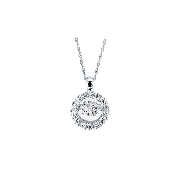 Lady's 14K White Gold Round Shimmering Diamonds Pendant w/15 Diamonds Orin Jewelers Northville, MI