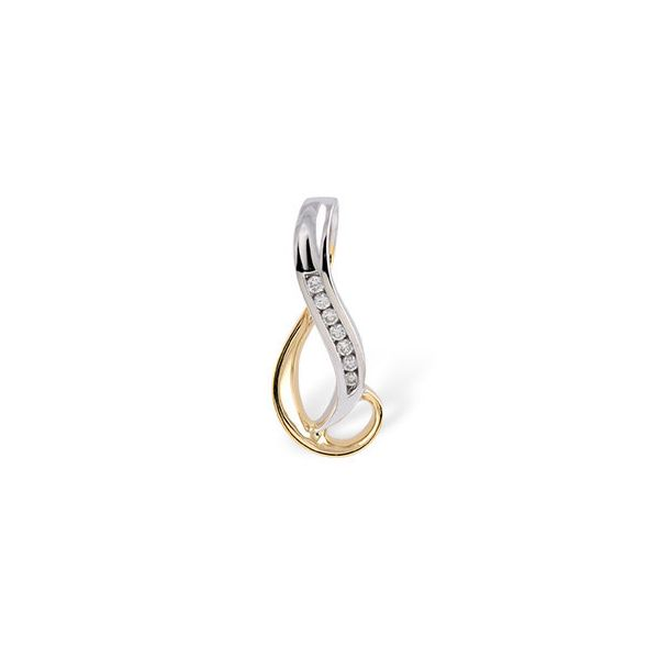 Lady's 14K Two Tone Gold Swirl Pendant W/7 Diamonds Orin Jewelers Northville, MI
