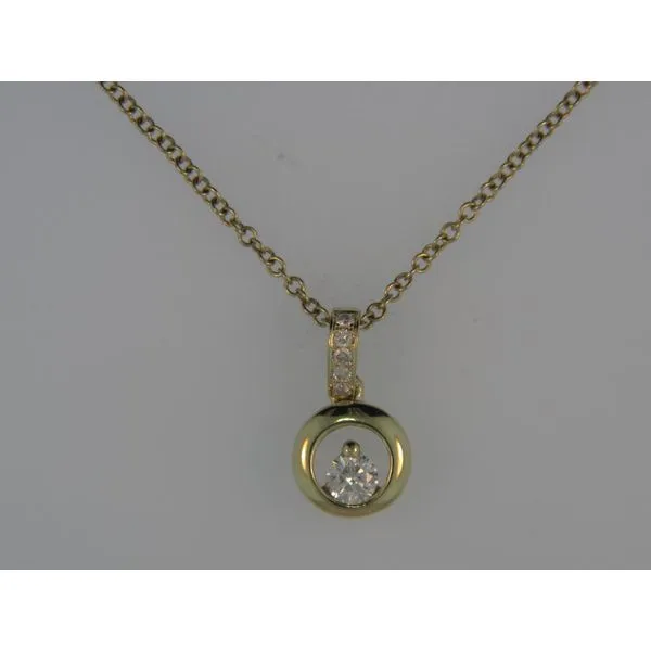 Lady's 18K Yellow Gold Round Pendant W/5 Diamonds Orin Jewelers Northville, MI