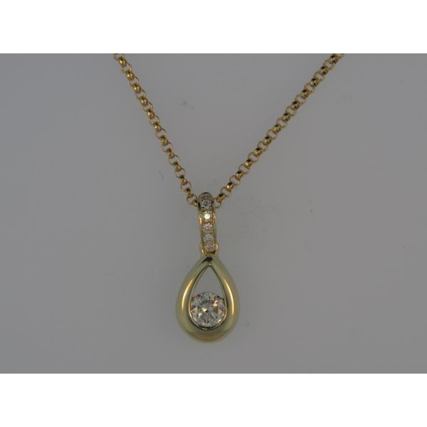 Lady's 18K Yellow Gold Drop Pendant W/7 Diamonds Orin Jewelers Northville, MI