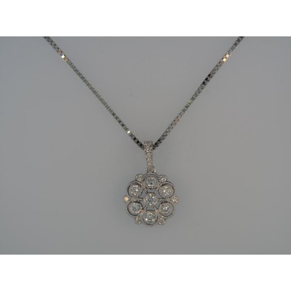 Lady's 18K White Gold Vintage Pendant W/19 Diamonds Orin Jewelers Northville, MI