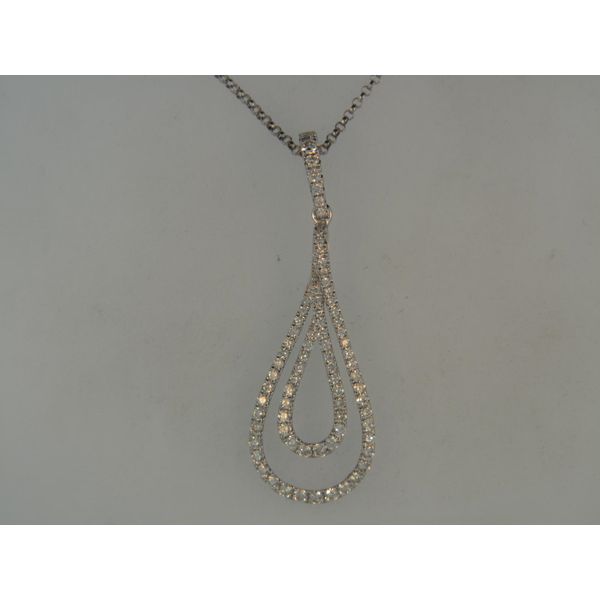 Lady's 18K White Gold Double Drop Pendant W/78 Diamonds Orin Jewelers Northville, MI