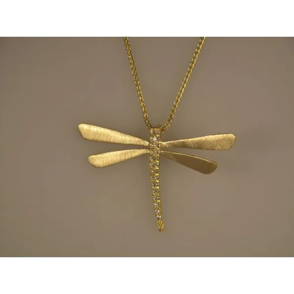 Lady's 14K Yellow Gold Dragonfly Pendant w/14 Diamonds Orin Jewelers Northville, MI