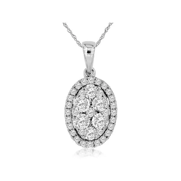 Oval Diamond Cluster & Halo Necklace Orin Jewelers Northville, MI