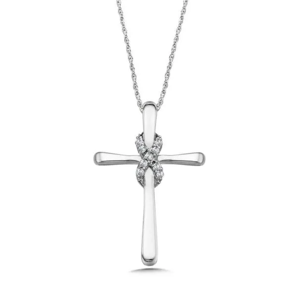 14 Karat White Gold Cross Pendant With 9 Diamonds Orin Jewelers Northville, MI