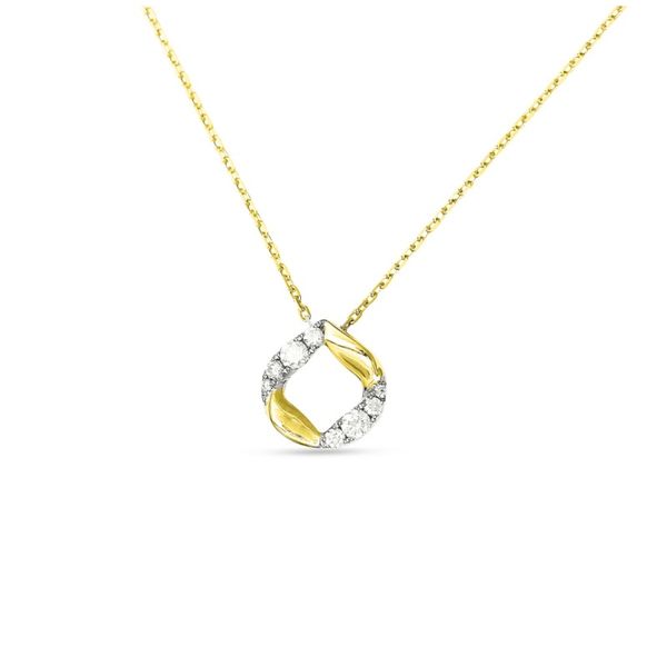Lady's 14K Two Tone Yellow & White Gold Halo Kiss Pendant w/8 Diamonds Orin Jewelers Northville, MI