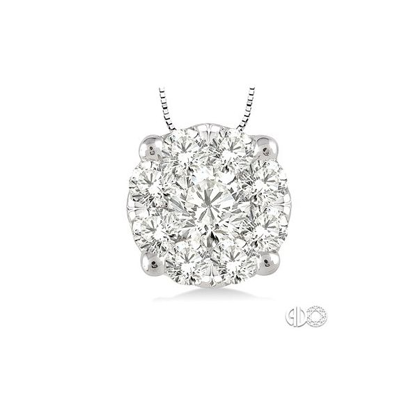 14 Karat White Gold Lovebright Pendant With 9=0.35Tw Round H/I Si1-2 Diamonds Orin Jewelers Northville, MI