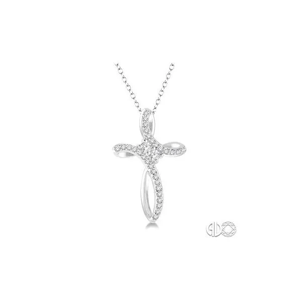 14 Karat White Gold Cross Pendant With 31=0.20Tw Round G/H Si1-2 Diamonds Orin Jewelers Northville, MI