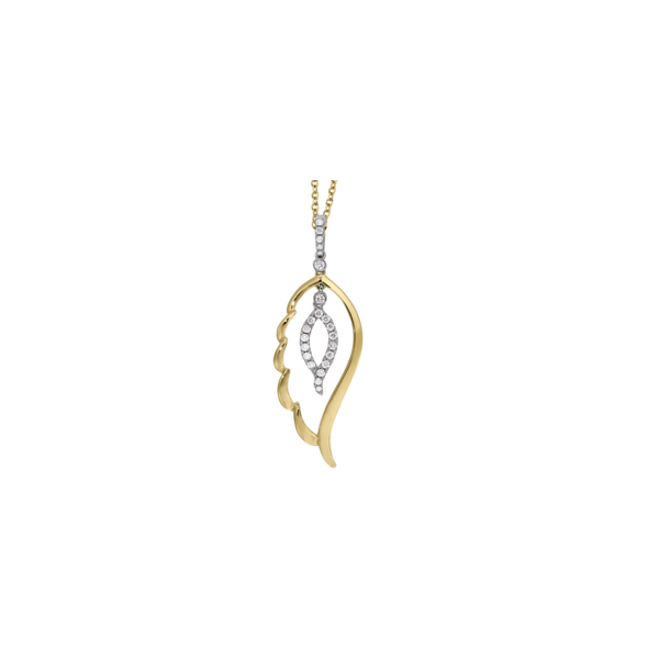 Lady's 14K Two Tone Yellow & White Gold Angel Wing Pendant w/23 Diamonds Orin Jewelers Northville, MI