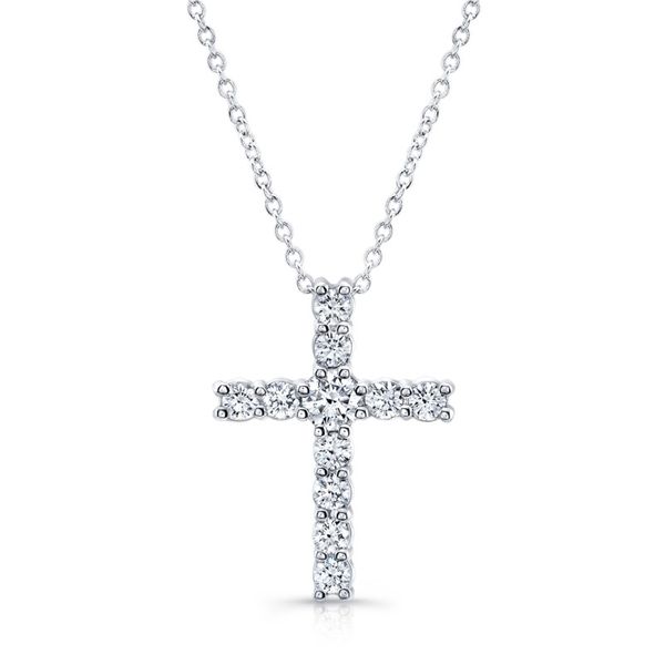 18k White Gold Forevermark Diamond Cross With 11 Diamonds Orin Jewelers Northville, MI