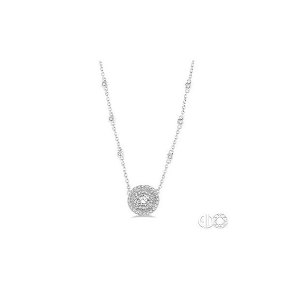 14k White Gold Double Halo Diamond Station Necklace With 38 Diamonds Orin Jewelers Northville, MI