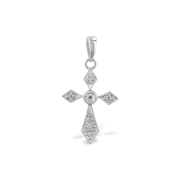 14 Karat White Gold Cross Pendant With 7 Diamonds Orin Jewelers Northville, MI