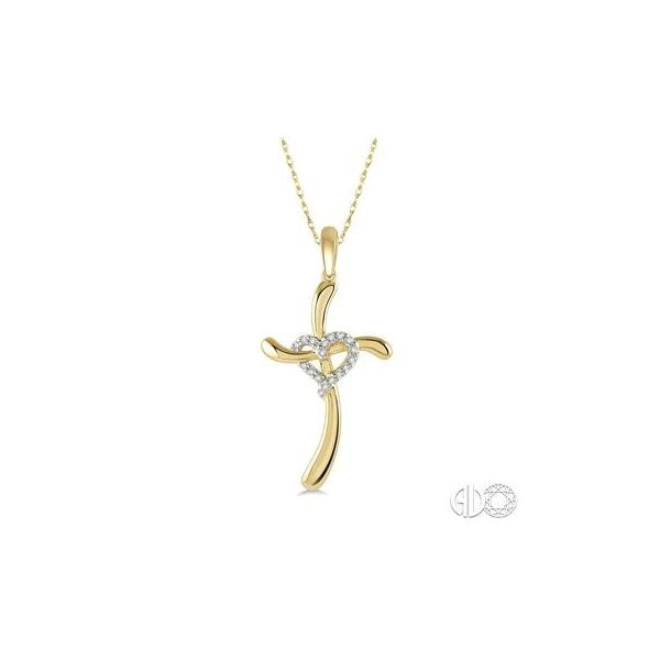 10k Yellow Gold Diamond Heart & Cross Pendant Orin Jewelers Northville, MI