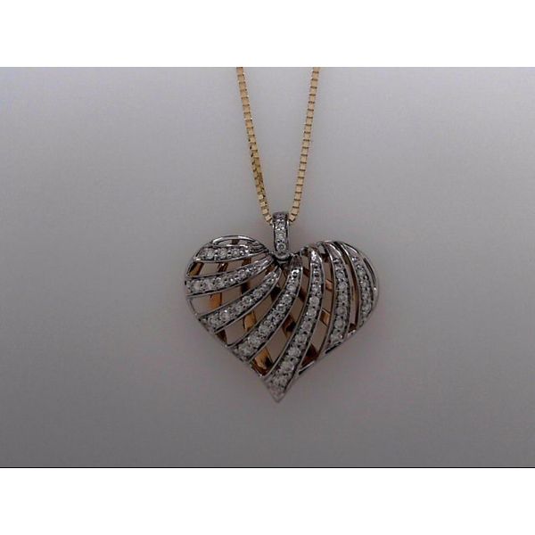 14 Karat Two Tone Heart Design Pendant With 41 Diamonds Orin Jewelers Northville, MI