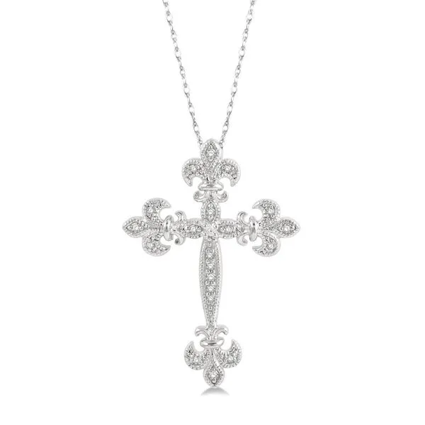 10k White Gold Cross Pendant With 21 Diamonds Orin Jewelers Northville, MI