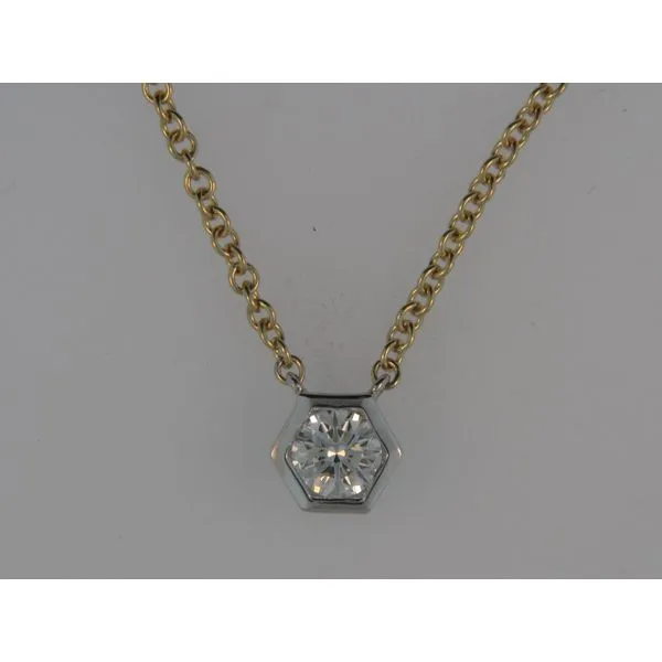 Lady's 18K Two-Tone Gold Hexa-Bezel Necklace W/1 Diamond Orin Jewelers Northville, MI