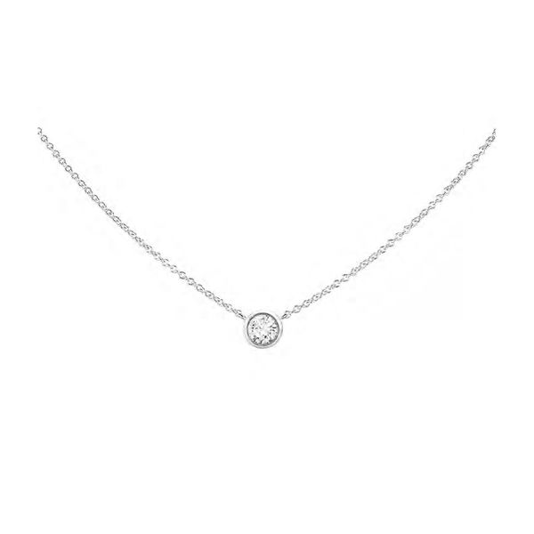 Lady's 18K White Gold Necklace W/1 Diamond Orin Jewelers Northville, MI