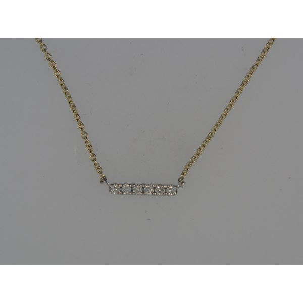 Lady's 14K Two Tone Yellow & White Gold Bar Necklace W/6 Diamonds Orin Jewelers Northville, MI