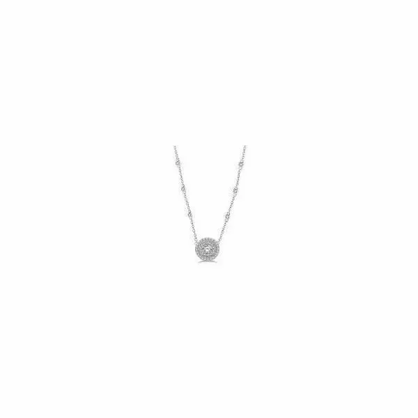 Lady's 14 Karat White Gold Double Halo Necklace With 47 Diamonds Orin Jewelers Northville, MI