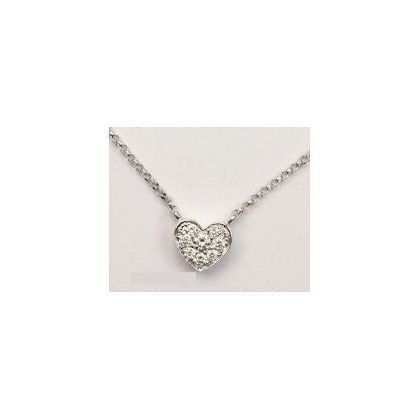 Lady's White Gold 18 Karat Heart Necklace With 8 Diamonds Orin Jewelers Northville, MI