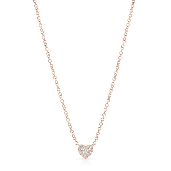 Lady's 14K Rosé Gold Heart Design Necklace With 14 Diamonds Orin Jewelers Northville, MI