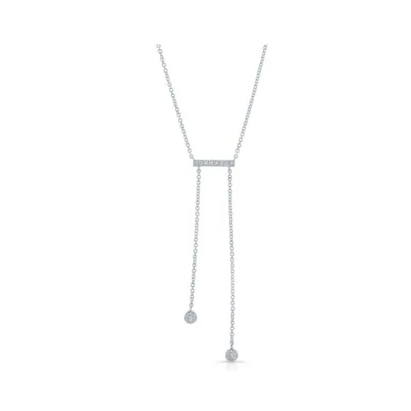 Lady's 14k White Gold Pave Bar Drop Necklace With 10 Orin Jewelers Northville, MI