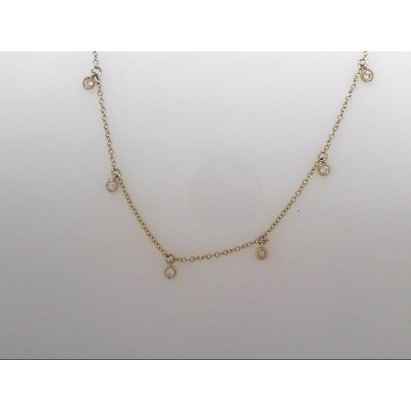 Lady's 14k Yellow Gold Bezel Drop Necklace With 15 Diamonds Orin Jewelers Northville, MI