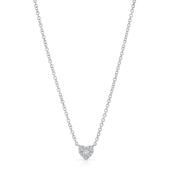 Lady's 14K White Gold Heart Design Necklace With 14 Diamonds Orin Jewelers Northville, MI