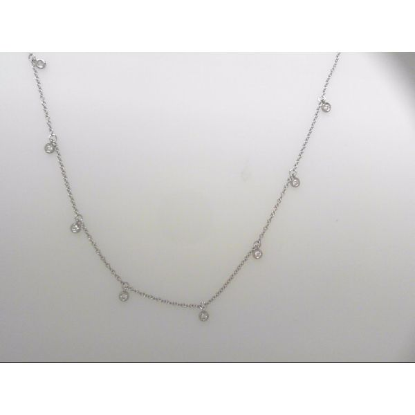 Lady's 14k White Gold Bezel Drop Necklace With 15 Diamonds Orin Jewelers Northville, MI