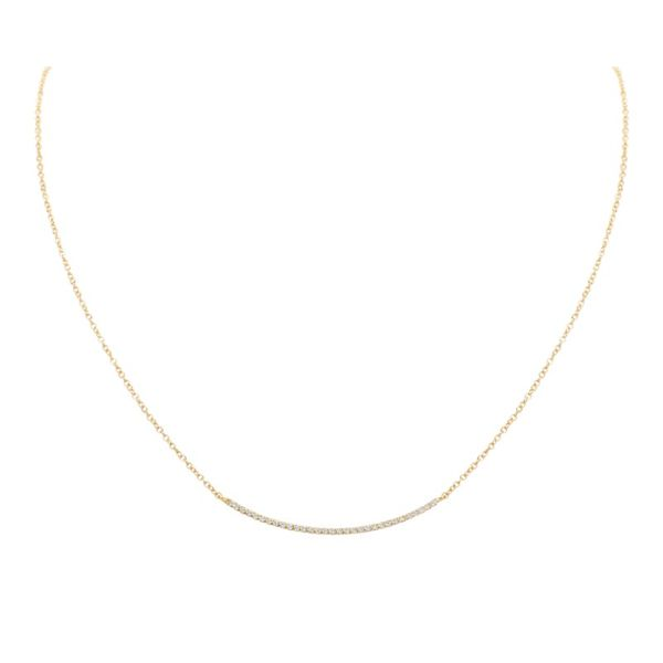 Lady's Yellow Gold 18 Karat Curved Bar Necklace With 31 Diamonds Orin Jewelers Northville, MI