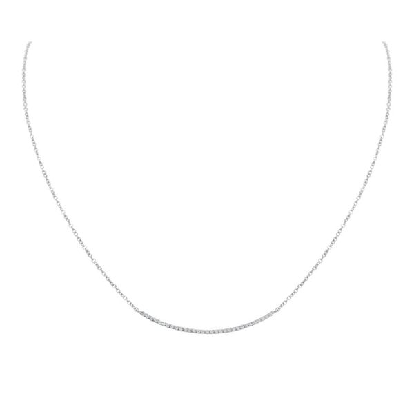 Lady's White Gold 18 Karat Curved Bar Necklace With 31 Diamonds Orin Jewelers Northville, MI