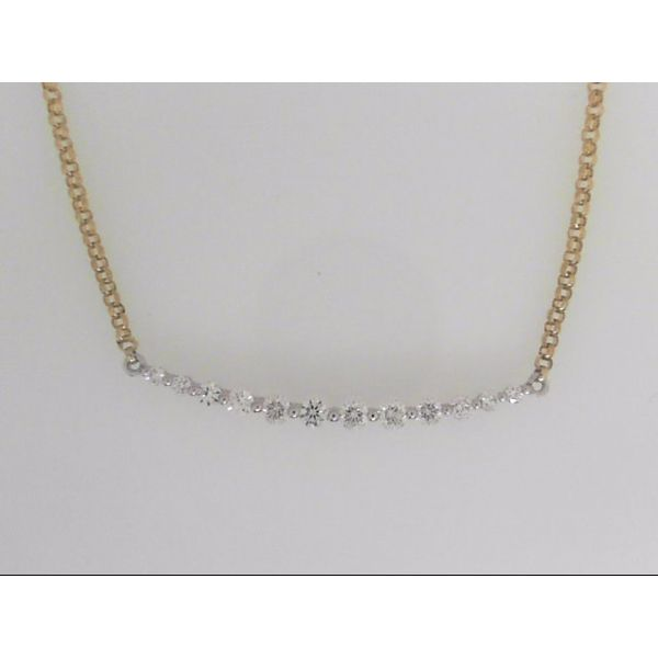 Lady's 14K Two Tone Yellow & White Gold Bar Necklace w/12 Diamonds Orin Jewelers Northville, MI