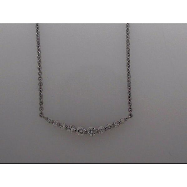 14k White Gold Curved Bar Necklace With 11 Diamonds Orin Jewelers Northville, MI