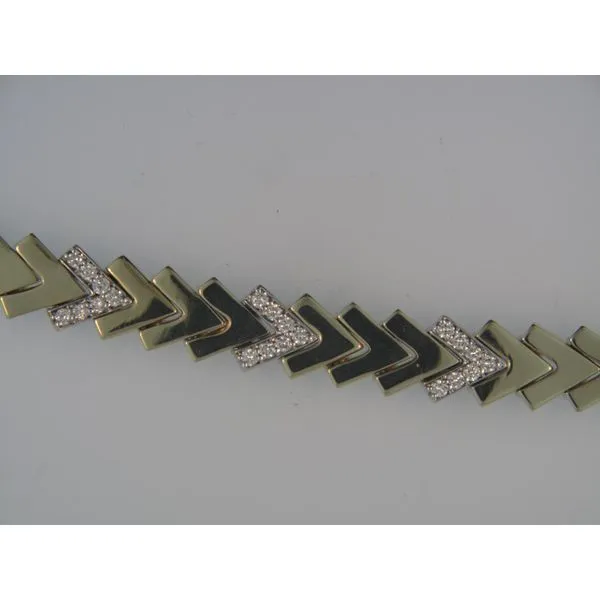 Lady's 14K Yellow Gold Chevron Link Bracelet w/70 Diamonds Orin Jewelers Northville, MI