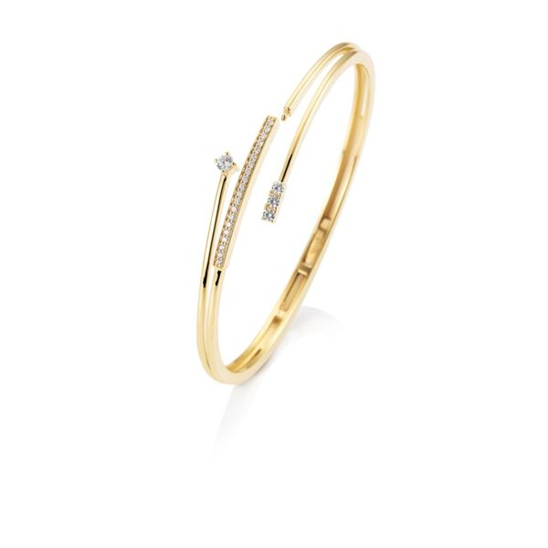 Lady's 14k Yellow Gold Bangle Bracelet With 24 Diamonds Orin Jewelers Northville, MI