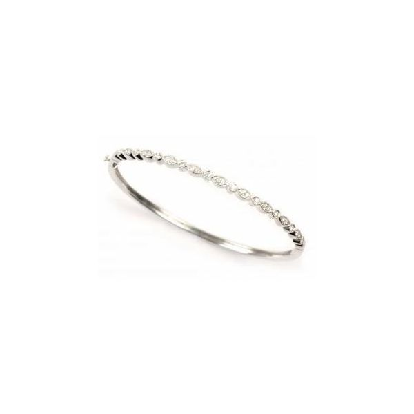 Lady's White Gold 14 Karat Bangle Bracelet With 32 Diamonds Orin Jewelers Northville, MI