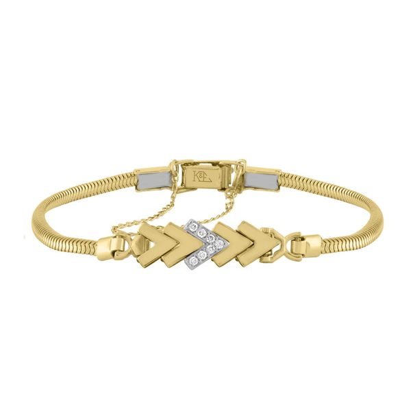 Lady's Yellow Gold 14 Karat Add-A-Link Chevron Bracelet With 7 Diamonds Orin Jewelers Northville, MI