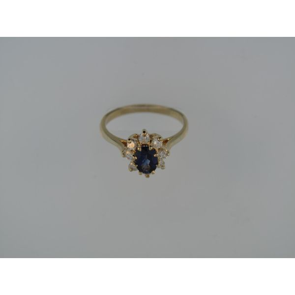 Lady's 14 Karat Yellow Gold Fashion Ring w/8 Diamonds & 1 Sapphire Orin Jewelers Northville, MI