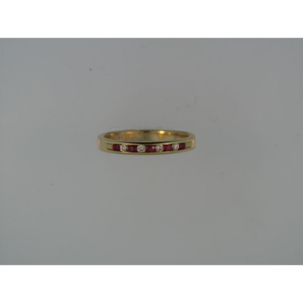 Lady's 14K Yellow Gold Fashion Ring w/4 Diamonds & 5 Rubys Orin Jewelers Northville, MI